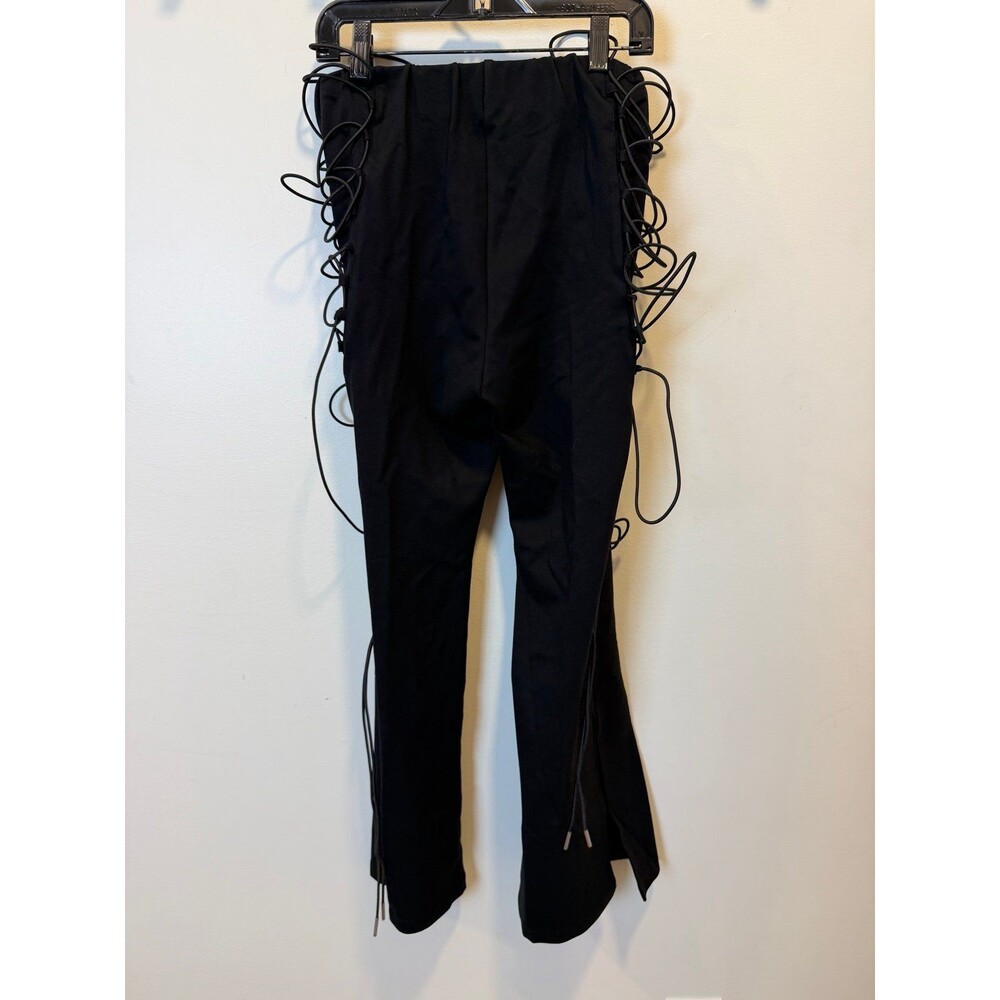 Noctex Black Lace Up Leggings Goth Punk Techwear High Rise Women’s Medium View 5